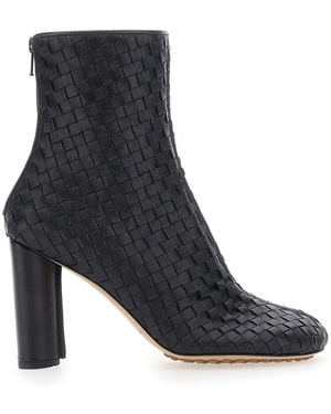 Bottega Veneta 'Cherry' Ankle Boots With All-Over Intreccio Design - Black