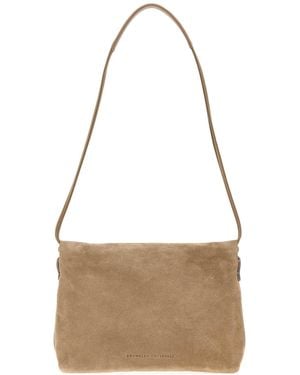 Brunello Cucinelli Suede Shoulder Bag - Brown