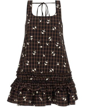 Ganni 'Check Flower' Dress - Black