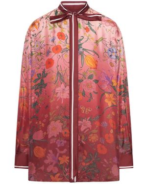 Gucci Silk Shirt With Flora Print - Red
