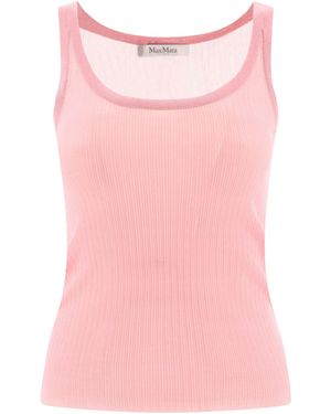 Max Mara "Bastia" Ribbed Silk Tank Top - Pink