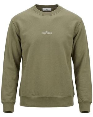 Stone Island Oversized-Fit Crewneck Sweatshirt With 'Blurred Compass' Print - Green