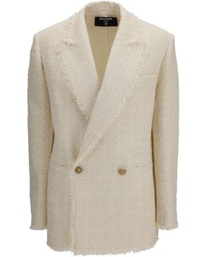 Balmain Two-Button Tweed Jacket - White