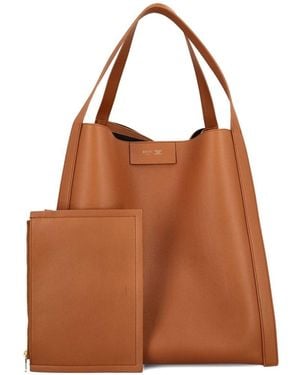 Celine Cube Medium Leather Tote - Brown