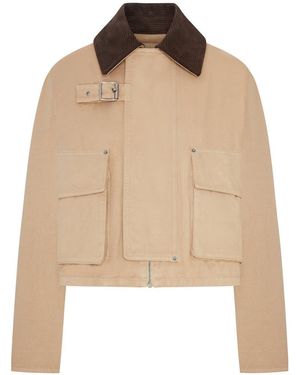 Loewe Cotton Parka With A Corduroy-Effect Suede Collar - Natural