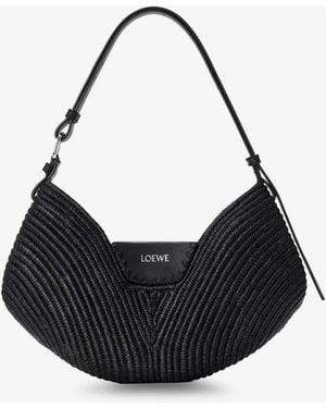 Loewe Paula's Ibiza-Swing Raffia And Leather Shoulder Bag - Black