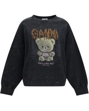 Ganni Isoli Forest Teddy Sweatshirt - Black