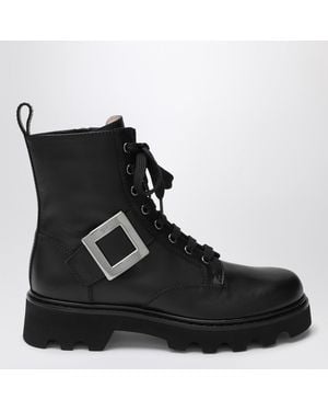 Roger Vivier Viv' Rangers Truck Leather Ankle Boots - Black