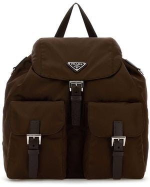 Prada Canvas Backpack - Brown
