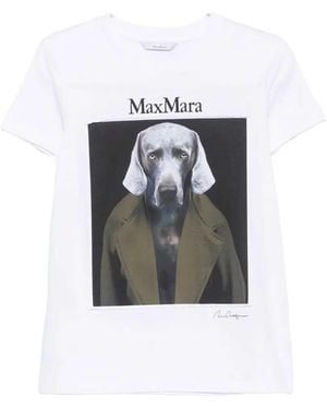 Max Mara Calca Print Short-Sleeve T-Shirt - White