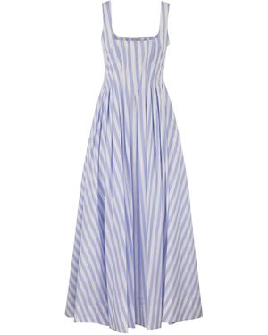 Sportmax Spxfilmato – Striped Cotton Midi Dress With Full Skirt - Purple
