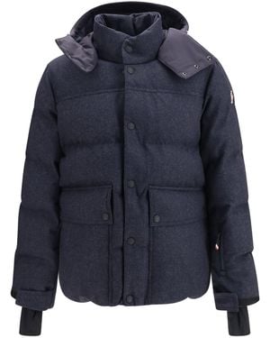 Moncler Padded Denim-Effect Wool Ski Jacket - Blue