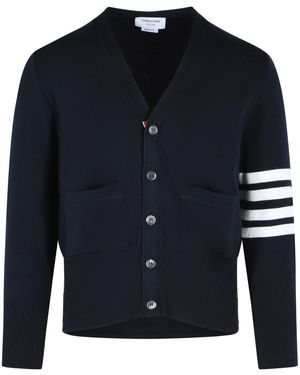 Thom Browne 'Milano 4 Bar' Virgin Wool Cardigan - Blue