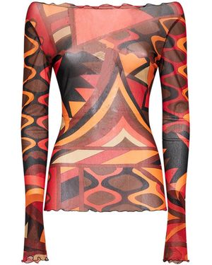 PUCCI Tulle Top Vivara Print - Red