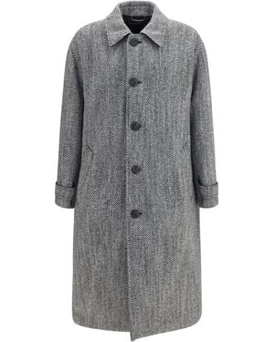 Dolce & Gabbana Dolce & Gabbana Chevron Wool-Blend Single-Breasted Coat - Gray