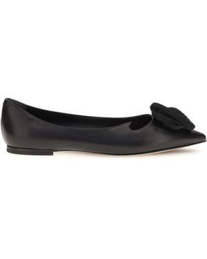 Roger Vivier Suede Rose Vivier Ballerinas - Black