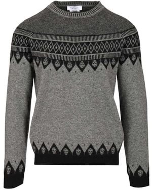 McQueen Mcqueen Sweater With Skulls - Gray
