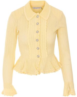 Self-Portrait Self Portrait Cardigan Diamond Points - Yellow
