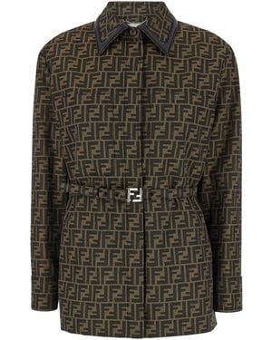 Fendi Jacket With All-Over Ff Motiv - Green