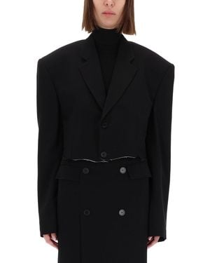 Balenciaga Single Breasted Cut Off Jacket - Black