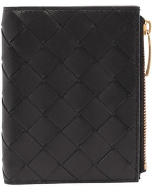 Bottega Veneta Intrecciato Bi-Fold Small Wallet - Black