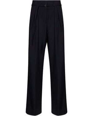 Dries Van Noten Wool Peacha Belted Pants - Blue