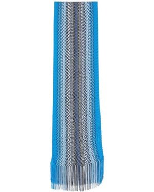 Missoni Zig-Zag Motif Viscose Scarf - Blue