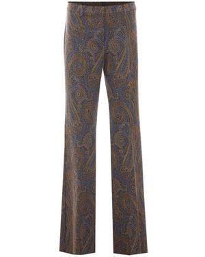 Etro Fit And Flare Pants With Paisley Motif - Gray