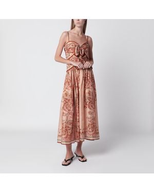 Zimmermann Aster Midi Dress With Silk Scarf Detail - Orange