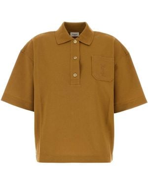 Saint Laurent Logo Shirt Collar Polo - Yellow