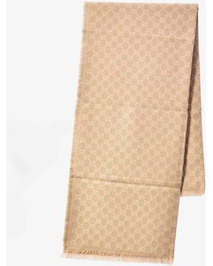 Gucci Shawl With Printed Gg Lamã - White