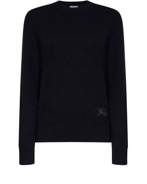Burberry Cashmere Knit Sweater With Ekd - Black