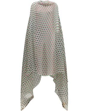 Dries Van Noten Polka-Dot Cape Dress - Gray