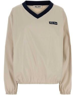 Miu Miu Sand Tech Fabric Oversize Sweatshirt - Natural