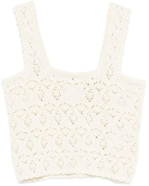 Celine Pointelle Cotton Top - White