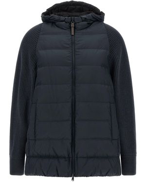 Brunello Cucinelli 'Shiny Zipper Pull' Down Jacket - Blue