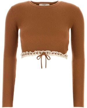 Chloé Cropped Sweater - Brown