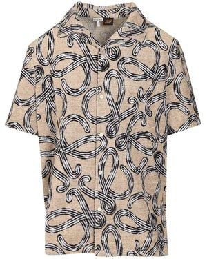 Loewe Paula's Ibiza Short-Sleeved Jacquard Cotton Terry Shirt - Gray