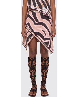 PUCCI Printed Silk Asymmetric Skirt - Pink