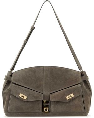Ferragamo Salvatore Suede Shoulder Bag - Multicolor