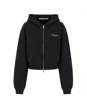 Alexander Wang Logo Zip Up Hoodie - Black