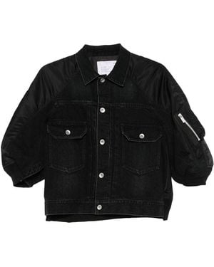 Sacai Nylon And Denim Jacket - Black