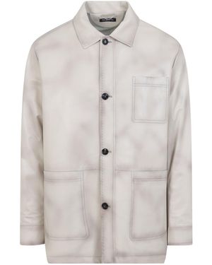 Kiton Lamb Leather Jacket - Gray