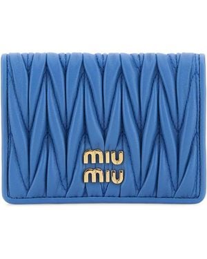Miu Miu Cerulean Nappa Leather Card Holder - Blue