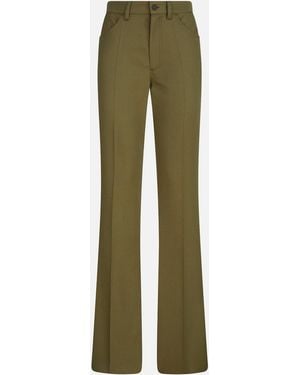 The Attico Flared Tailored Pants With Front Pence Detailing - Green