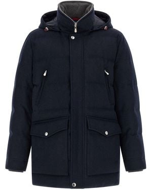 Brunello Cucinelli Wool Flannel Parka - Blue