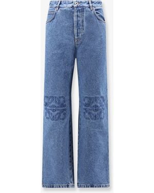 Loewe Anagram Baggy Jeans With Embroidery On The Front - Blue