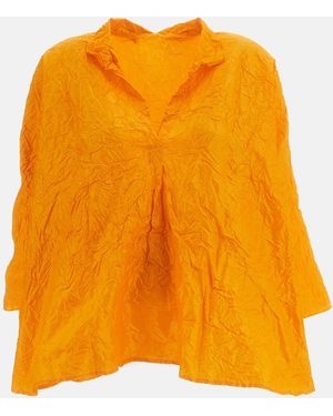 Daniela Gregis Collar Washed Silk Shirt - Orange