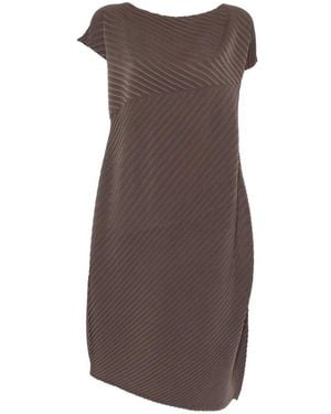 Issey Miyake Asymmetric Midi Dress - Brown