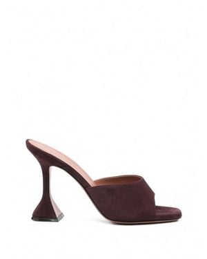 AMINA MUADDI Lupita Suede Leather Mules - Brown